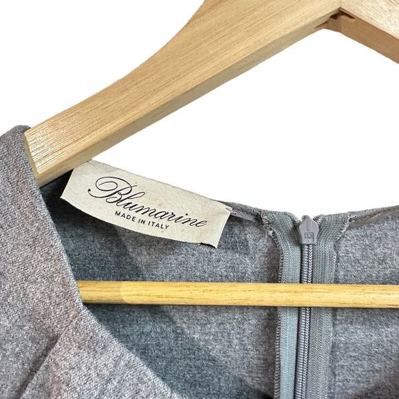 Blumarine Wool Dress Grey Gathered Cap Sleeve Knee Length Designer Womens 4 / XS - Picture 8 of 8